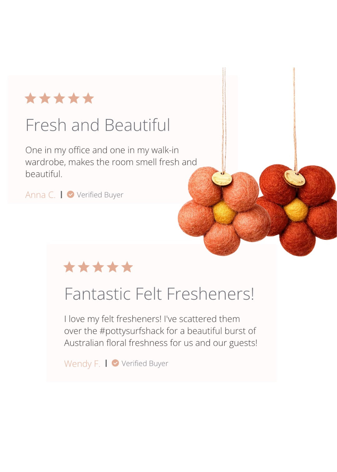 Felt Flower Fresheners - Blue Cypress & Jasmine