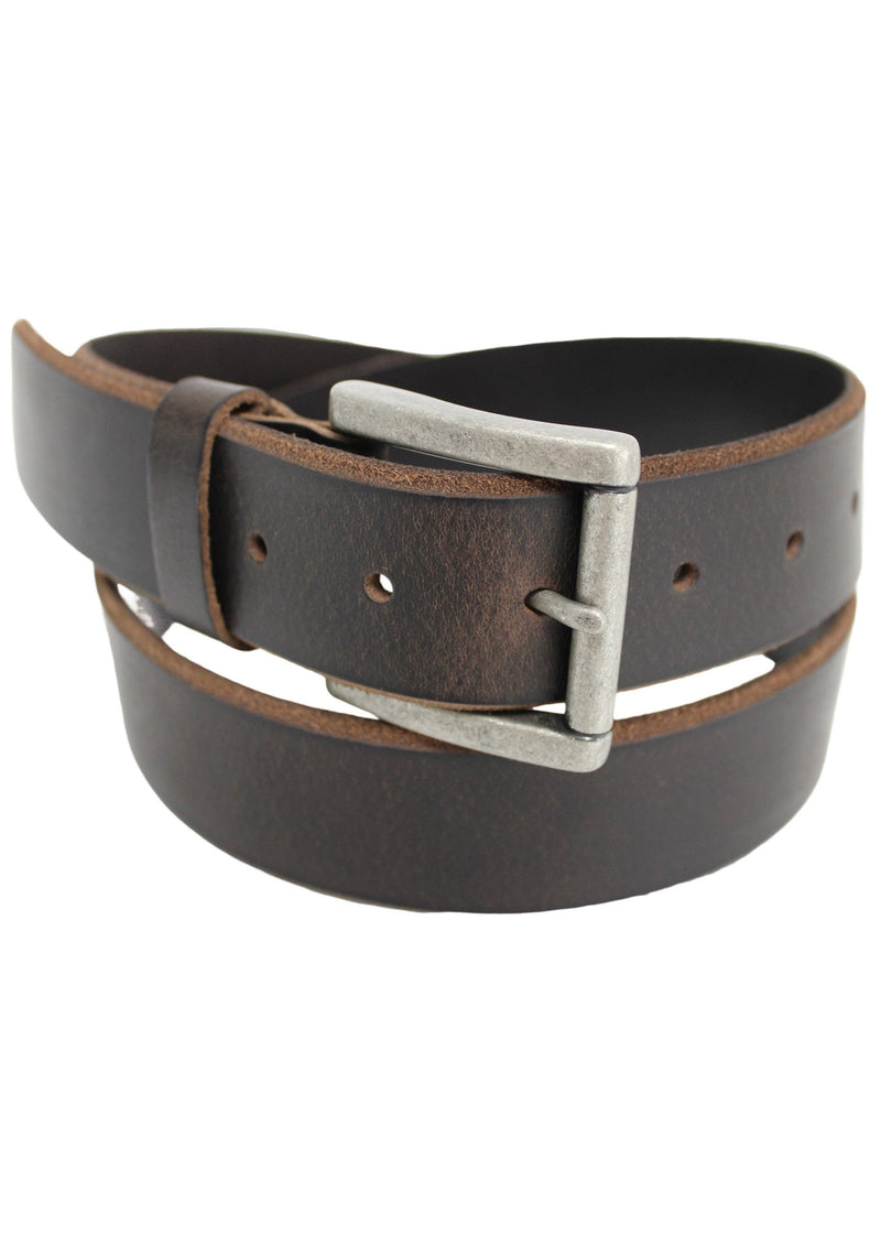 Full Grain Leather Classic Bevelled Edge Belt - Brown.: 32 inch