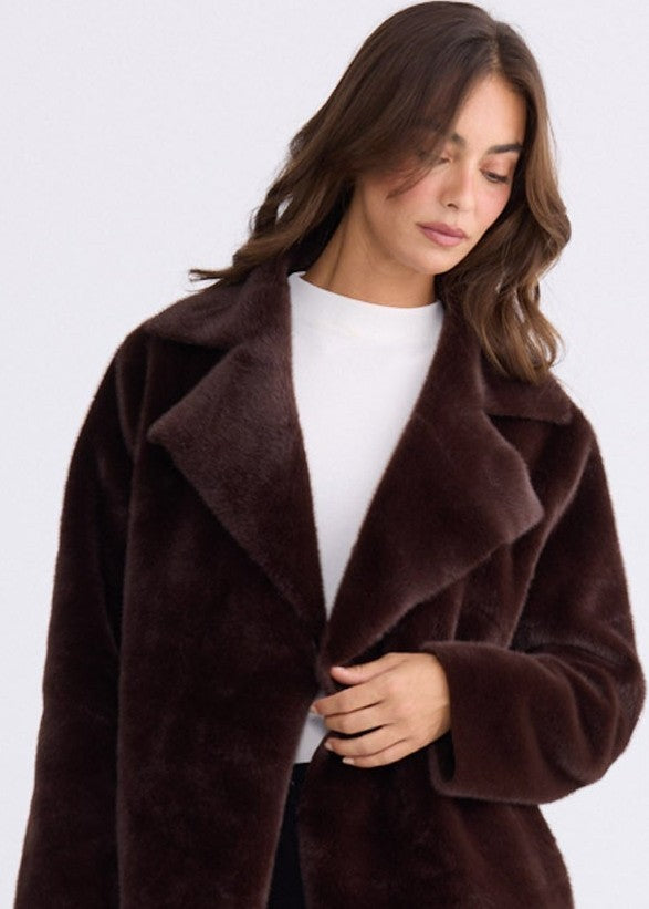 Odette Fur Coat - Chocolate - photo 4