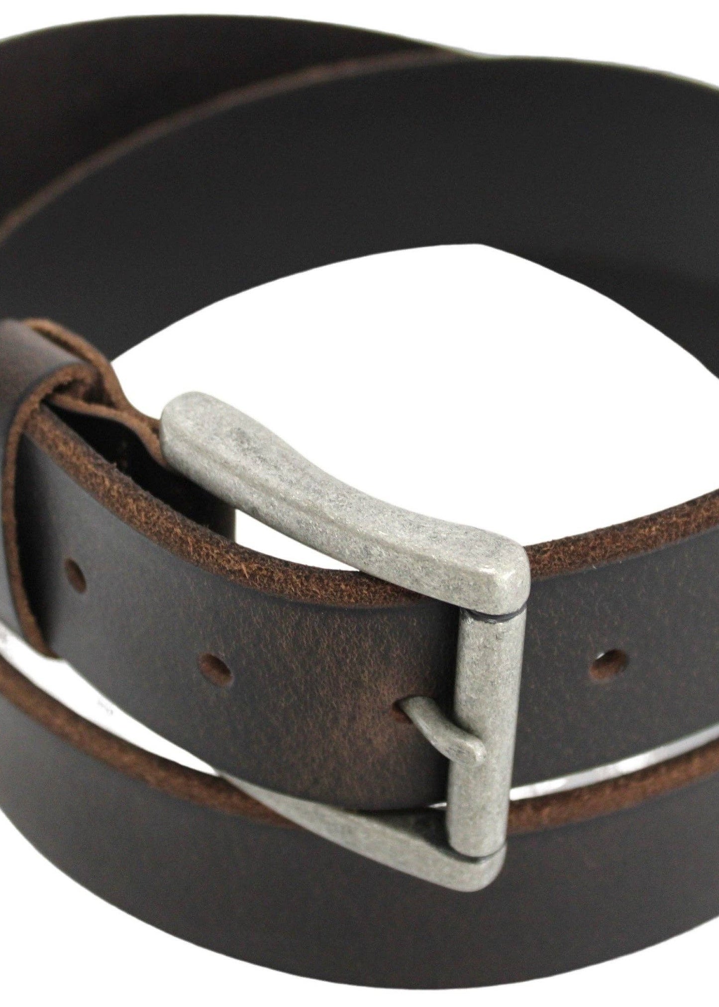 Full Grain Leather Classic Bevelled Edge Belt - Brown.: 32 inch