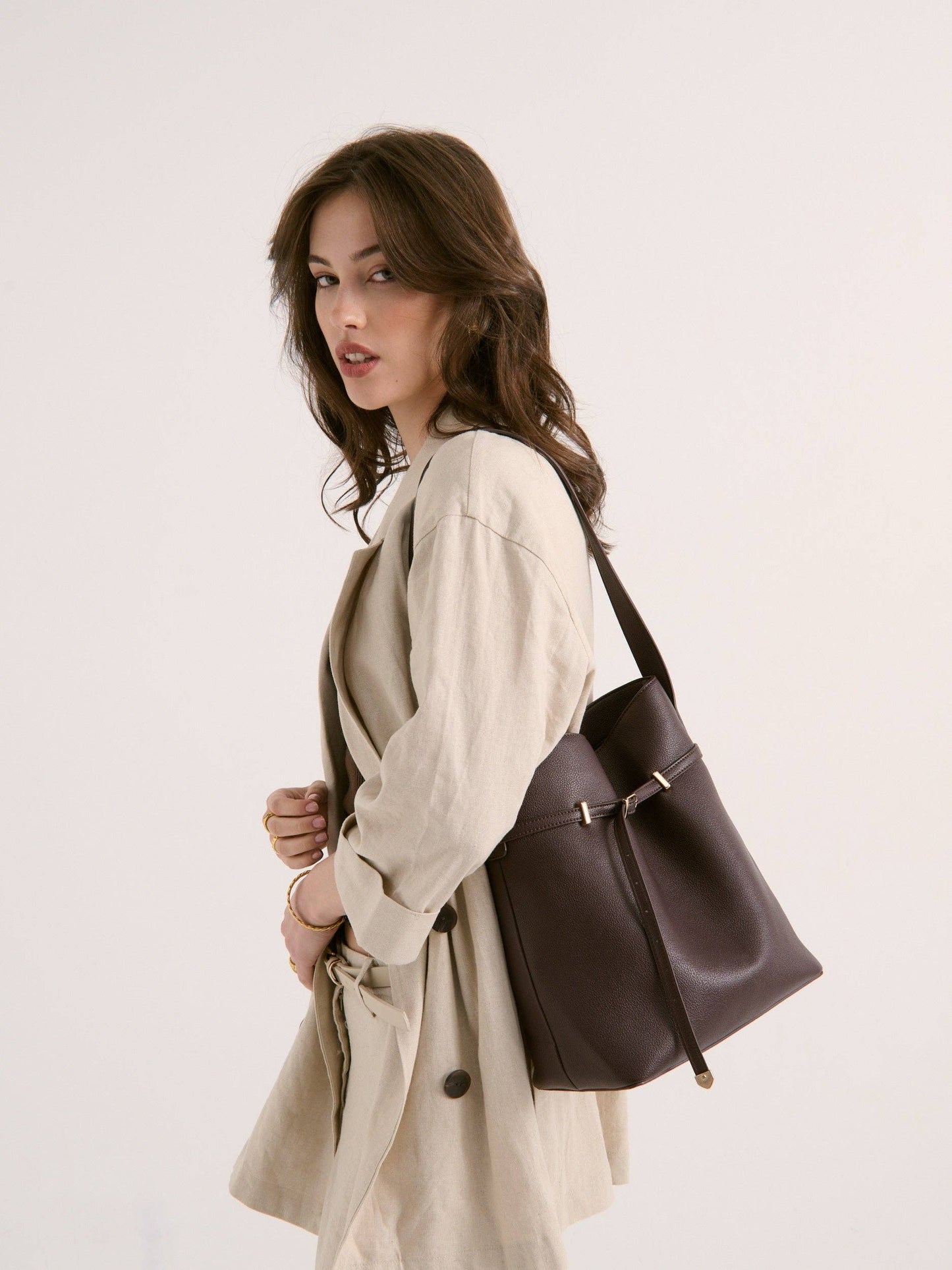 Angels Whisper Accessories - Leonie Belt Bucket Bag in Brown