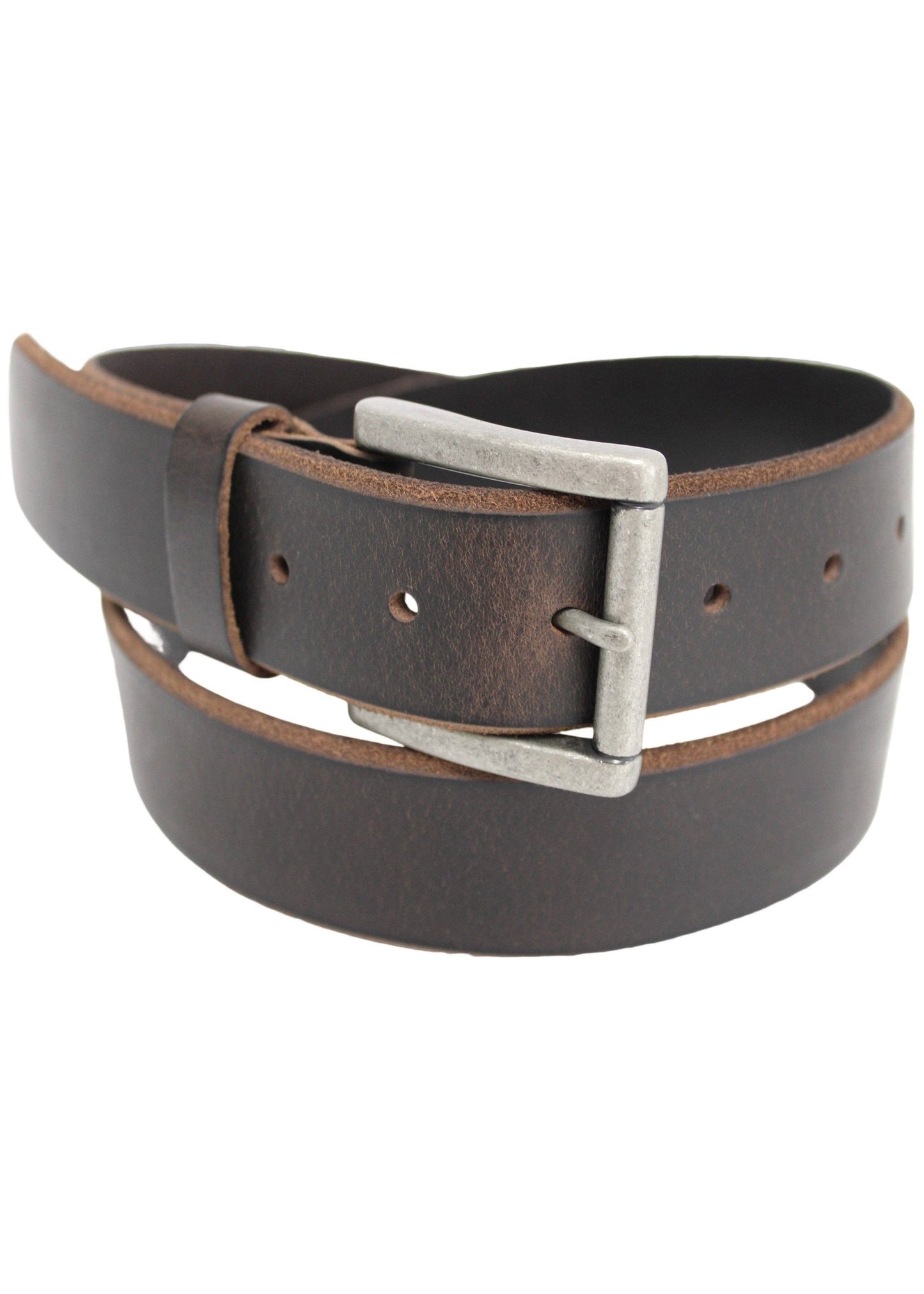 Full Grain Leather Classic Bevelled Edge Belt - Brown.: 32 inch
