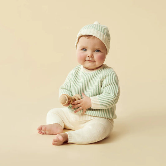 Knitted Ribbed Hat - Mint Green