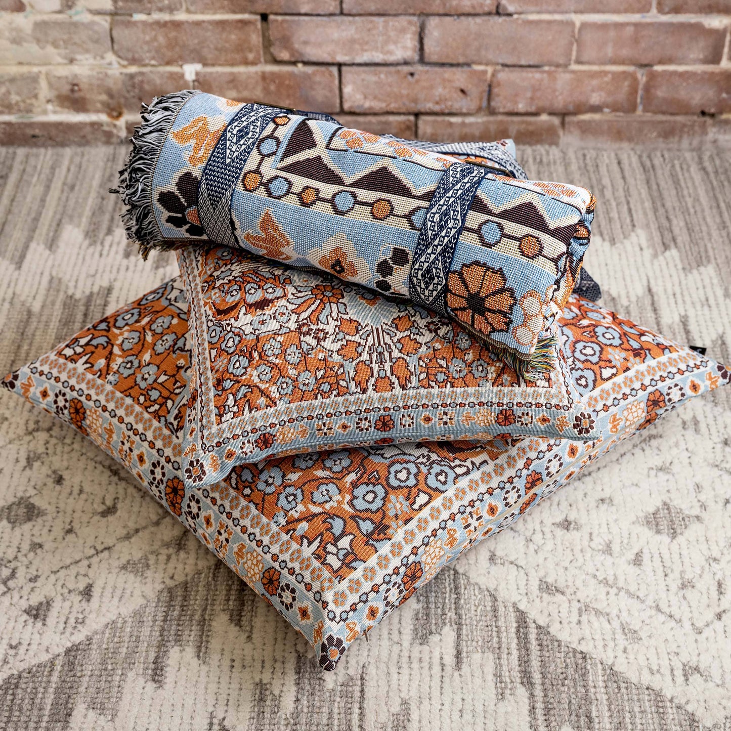 HENDEER - 'PS I Love You' Woven Picnic Rug/Throw: Large 170x200cm