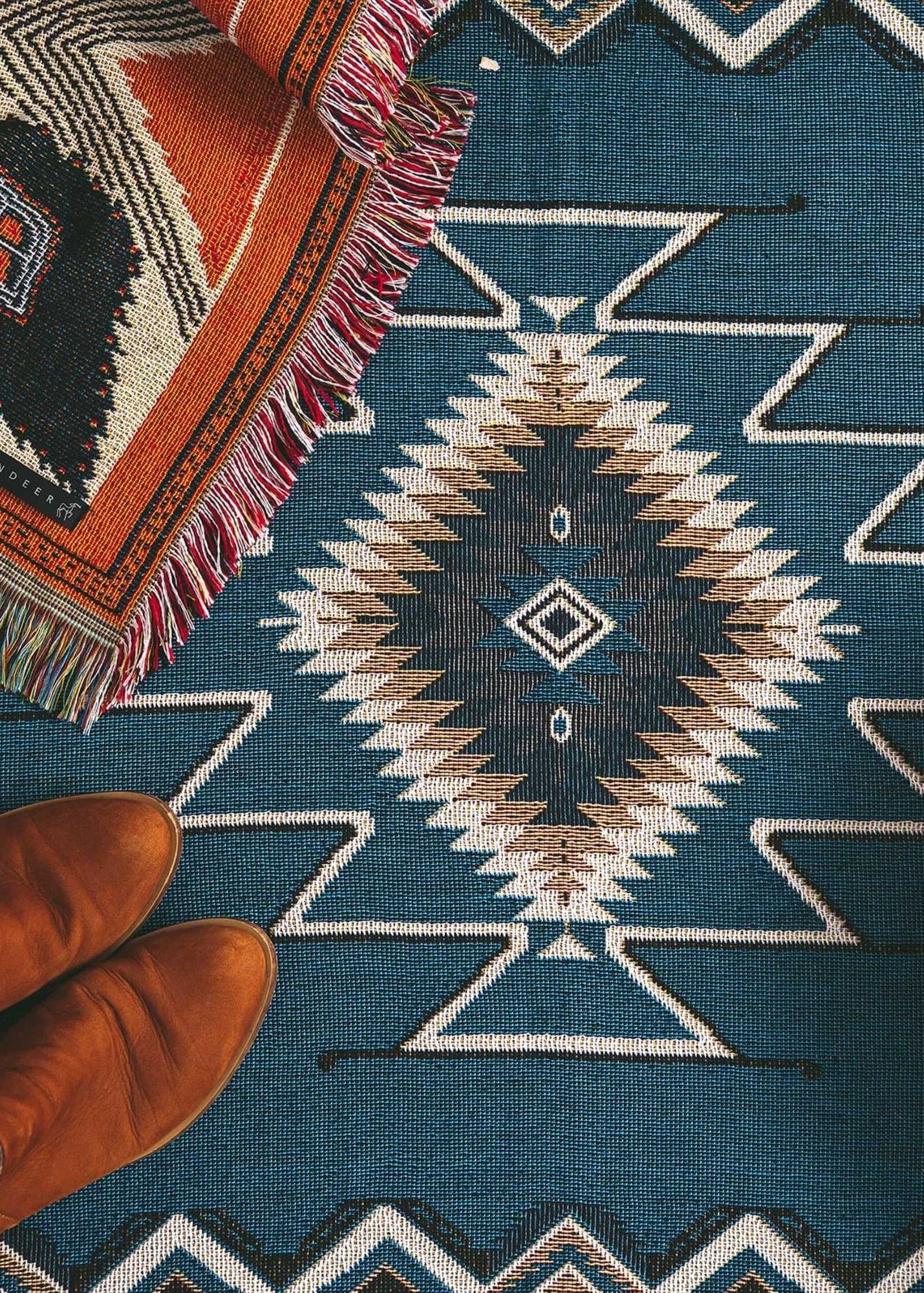 HENDEER - 'Let It Be' Woven Picnic Rug/Throw: Regular 130x160cm