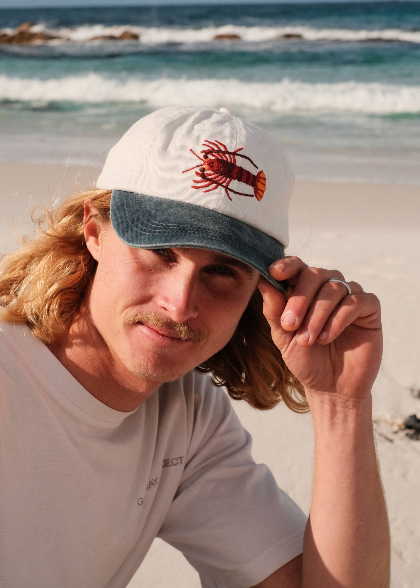 Pallion Point - Southern Rock Lobster Lid | White & Blue Cotton Dad Cap