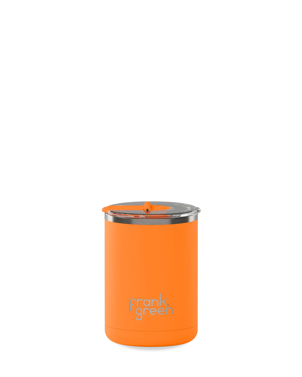 Ceramic Coffee Cup with Hinged Lid - Neon Orange 12oz