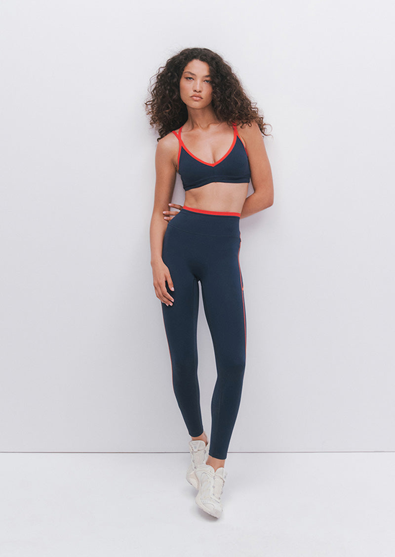 Rapid Full Length Legging - Dark Navy/College Red 1