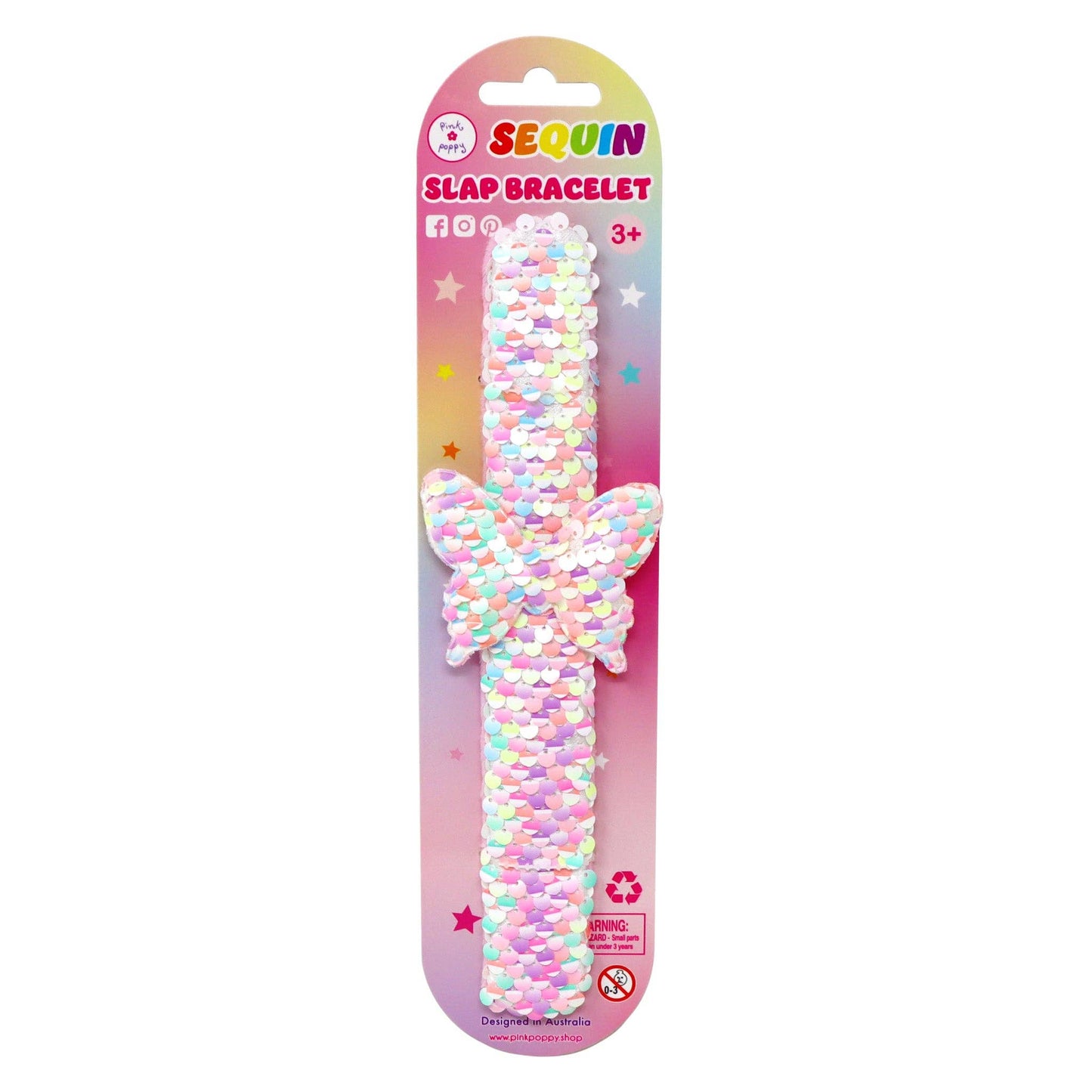 Pink Poppy - Butterfly Sequin Slap Bracelet - (Pack Size: 3)