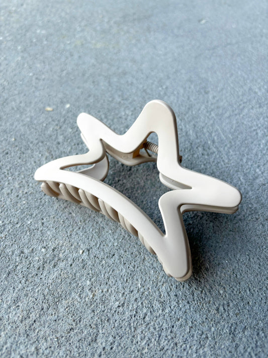 Matte Star Hair Claw Clips (2col): Beige