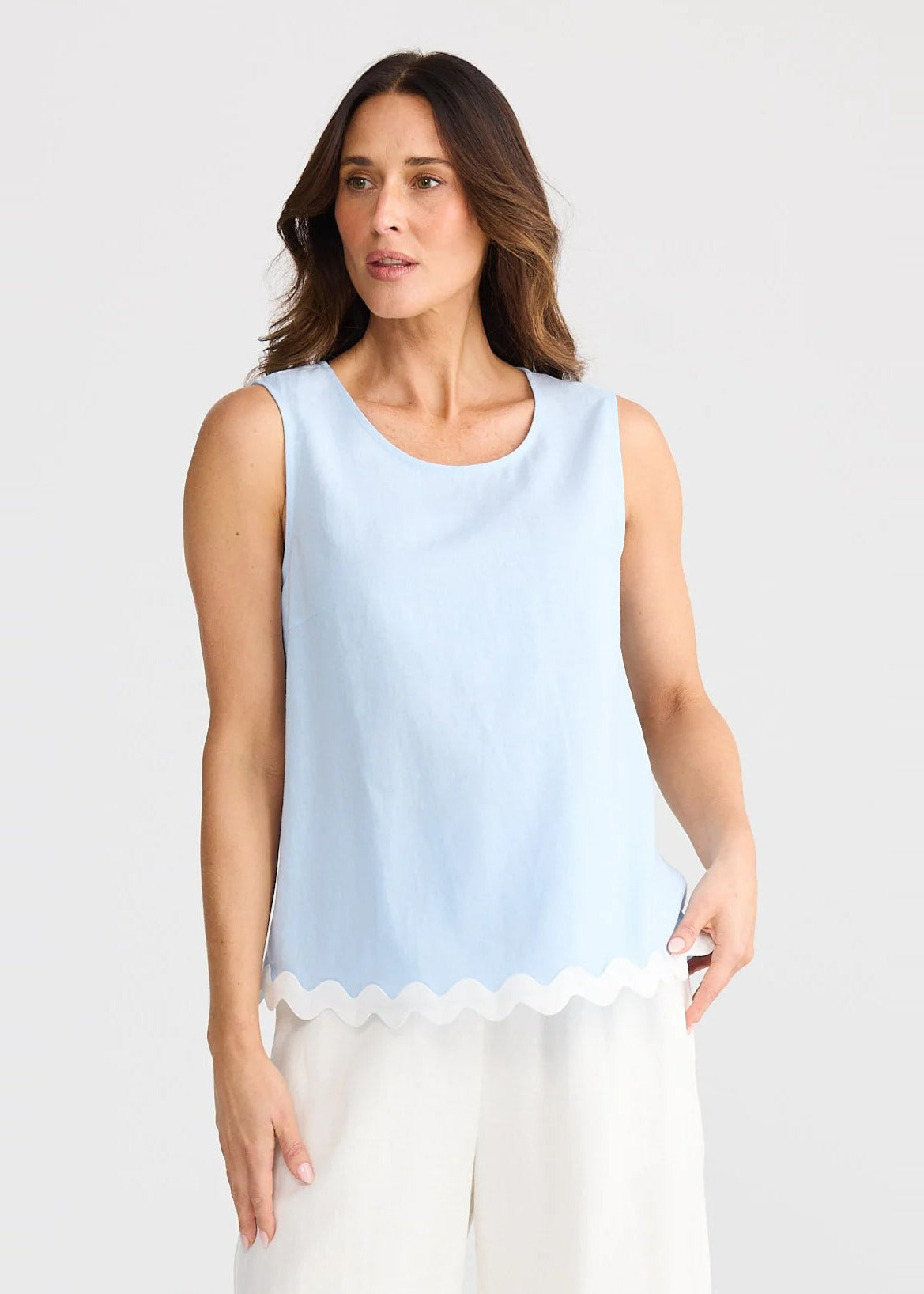 Izzy Ric Rac Top - Sky Blue