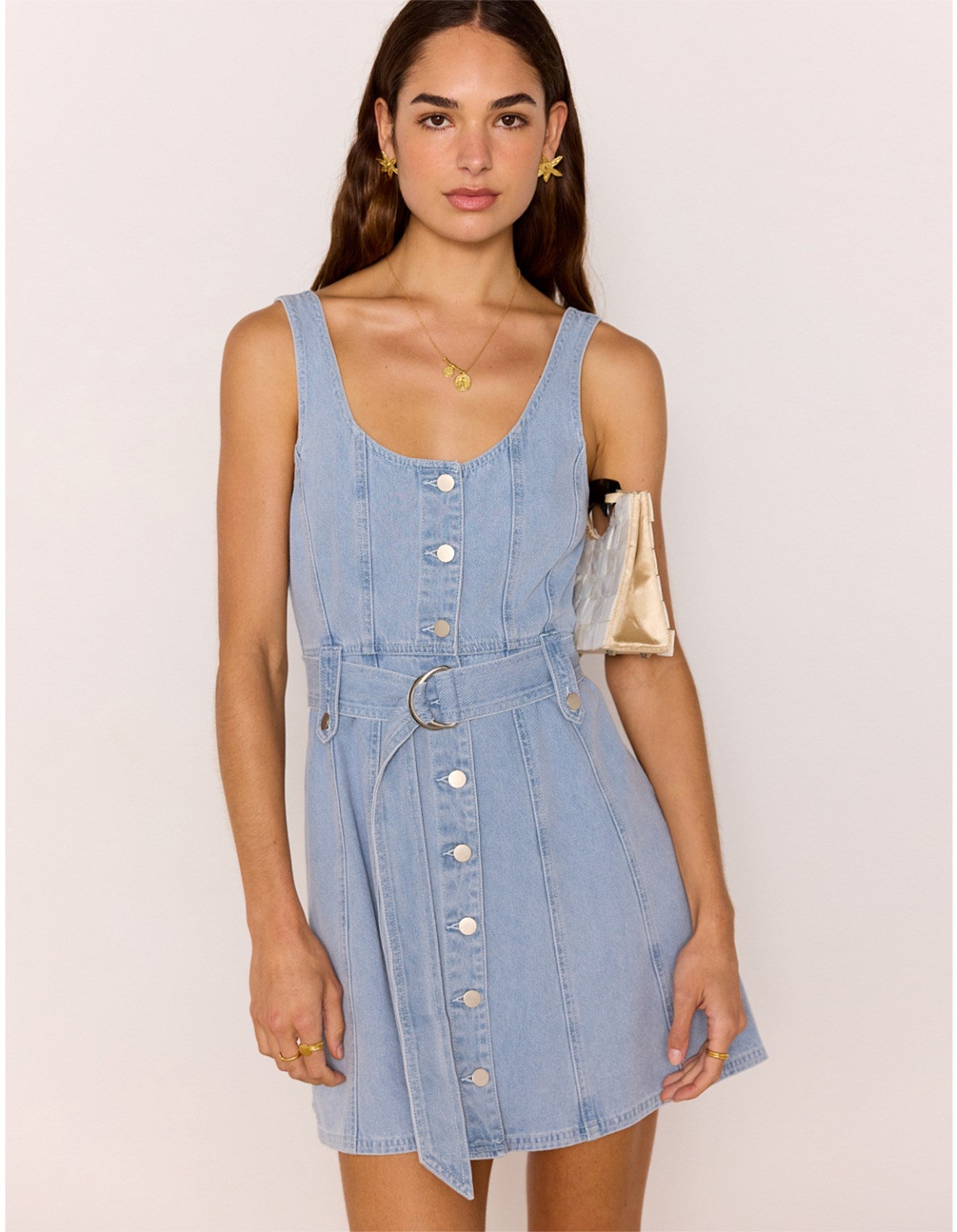 Safir Denim Mini Dress - Light Blue