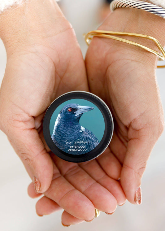 Aroma Pot - Australian artist soy candle mini tin | Patchouli Cedarwood | 15+hrs
