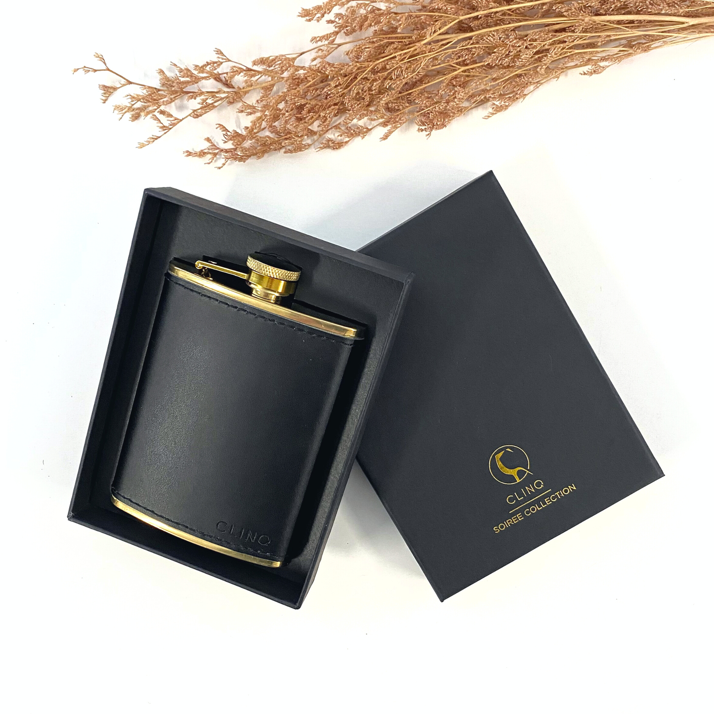 CLINQ - Brass and Leather Hip Flask