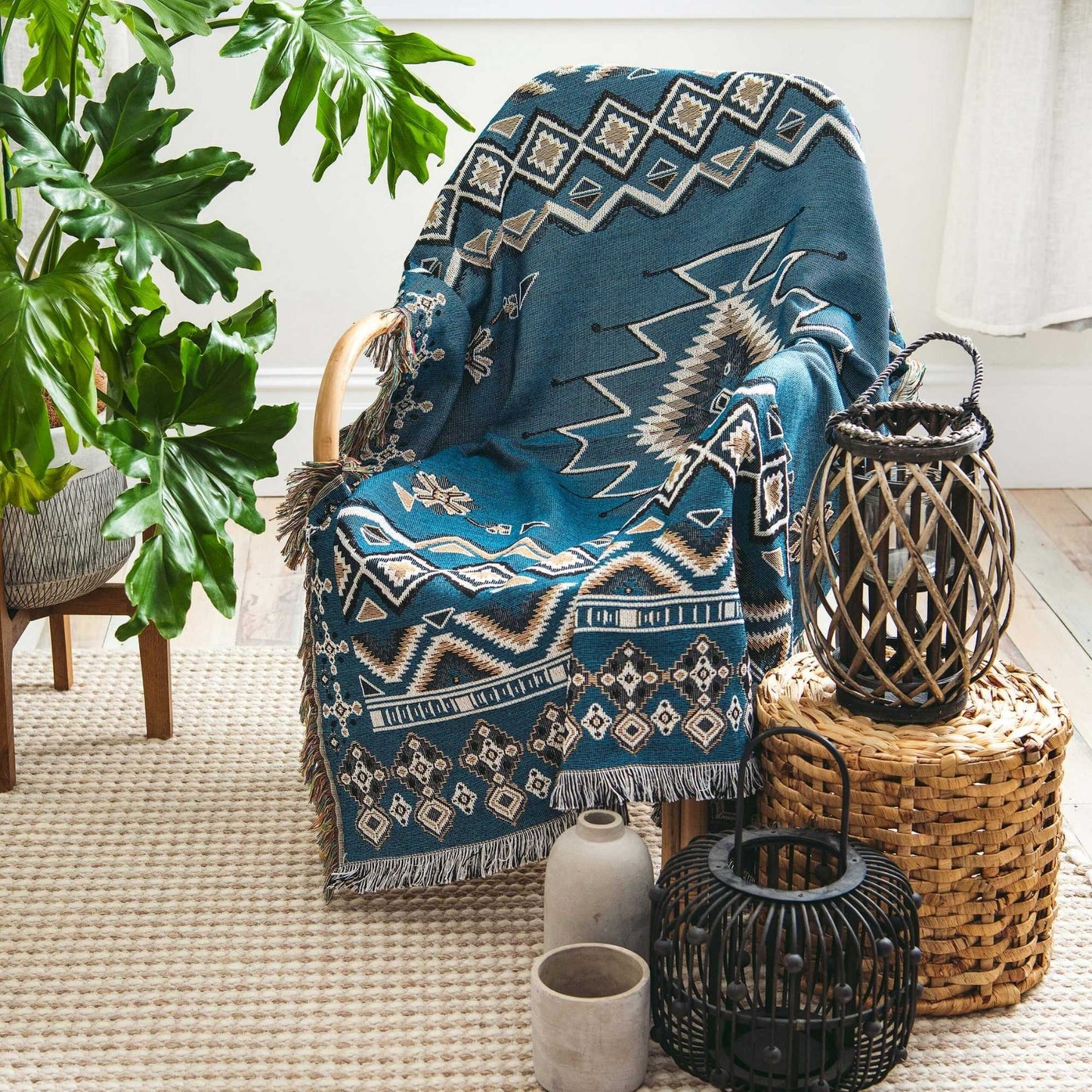 HENDEER - 'Let It Be' Woven Picnic Rug/Throw: Regular 130x160cm