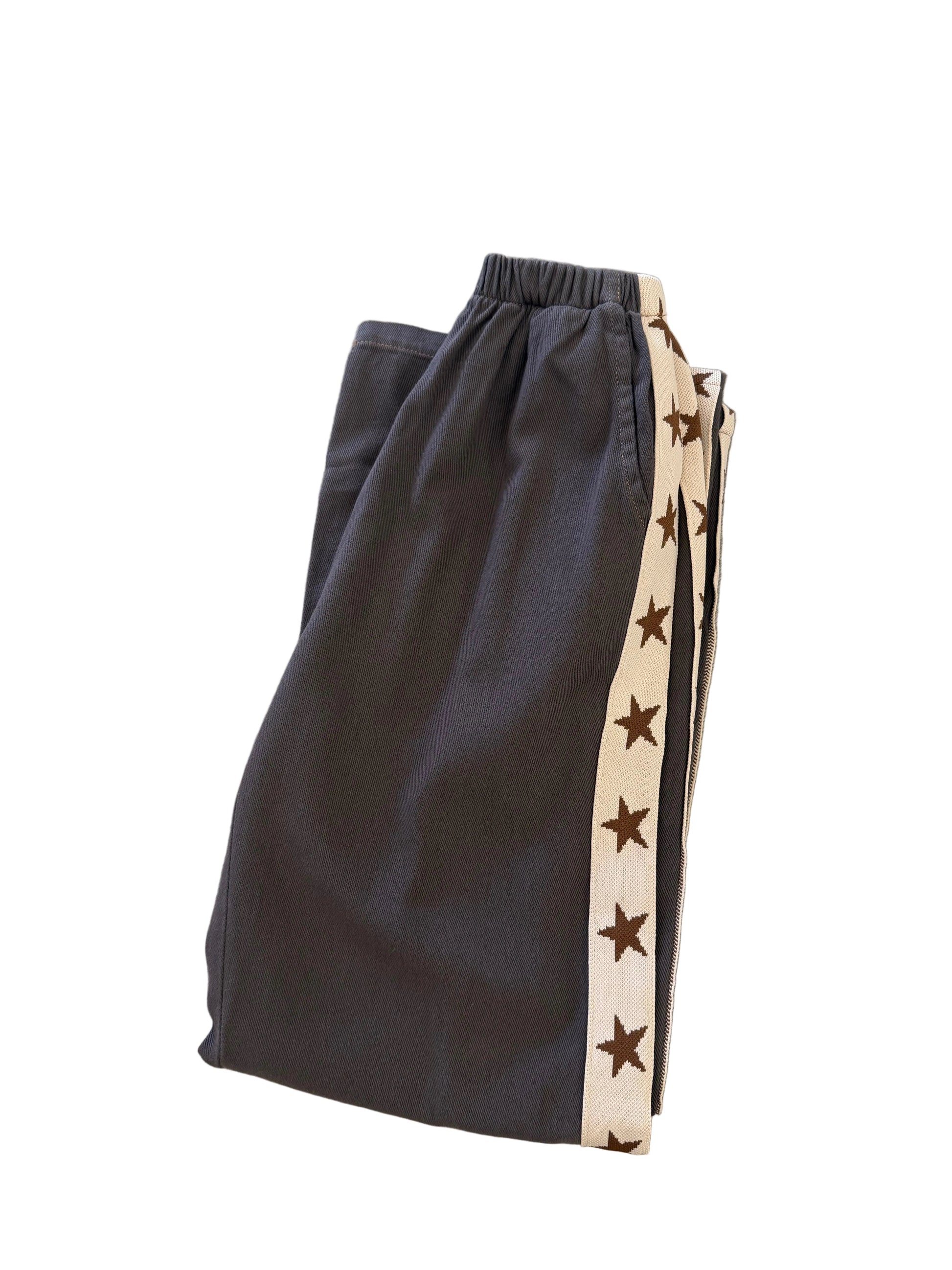 Star Pants Brown/Beige folded detail