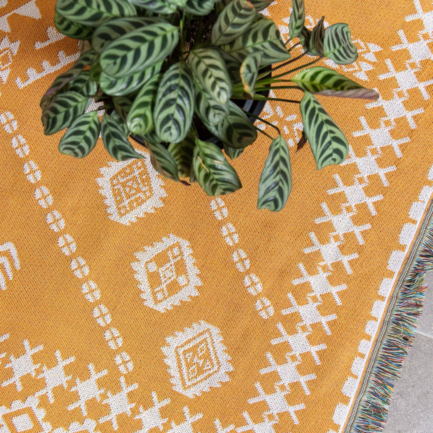 HENDEER - 'Good Day Sunshine' Woven Picnic Rug/Throw: Large 170x200cm