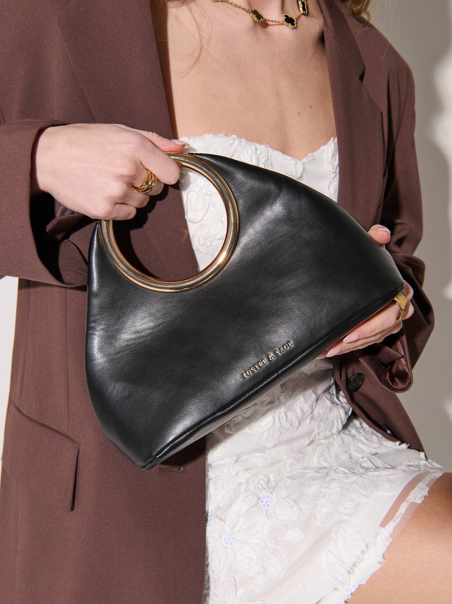 Angels Whisper Accessories - Hailey Statement Handle Bag in Black