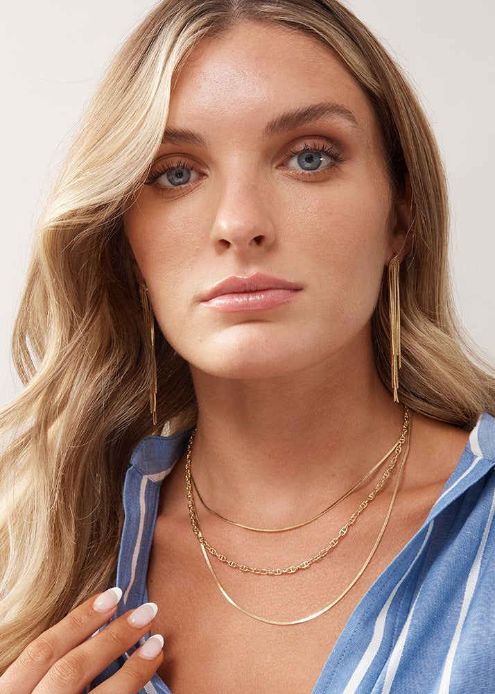 2 Layer Snake Chain Necklace - Gold