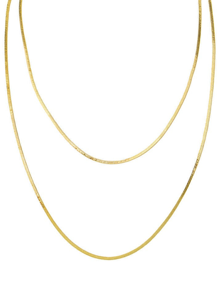 2 Layer Snake Chain Necklace - Gold
