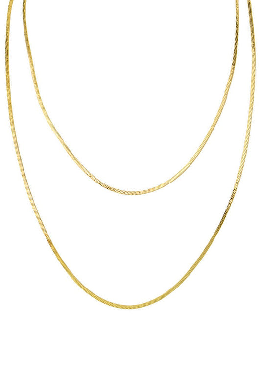 2 Layer Snake Chain Necklace - Gold