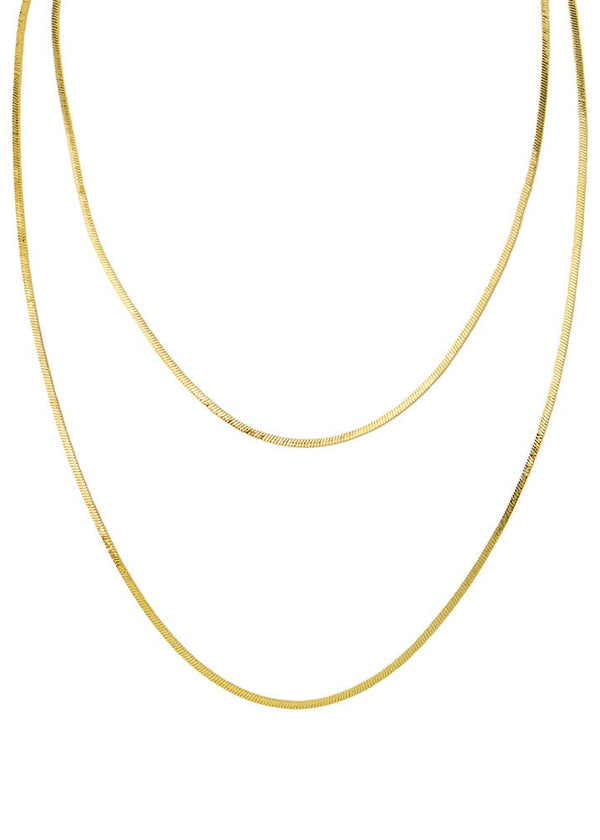 2 Layer Snake Chain Necklace - Gold