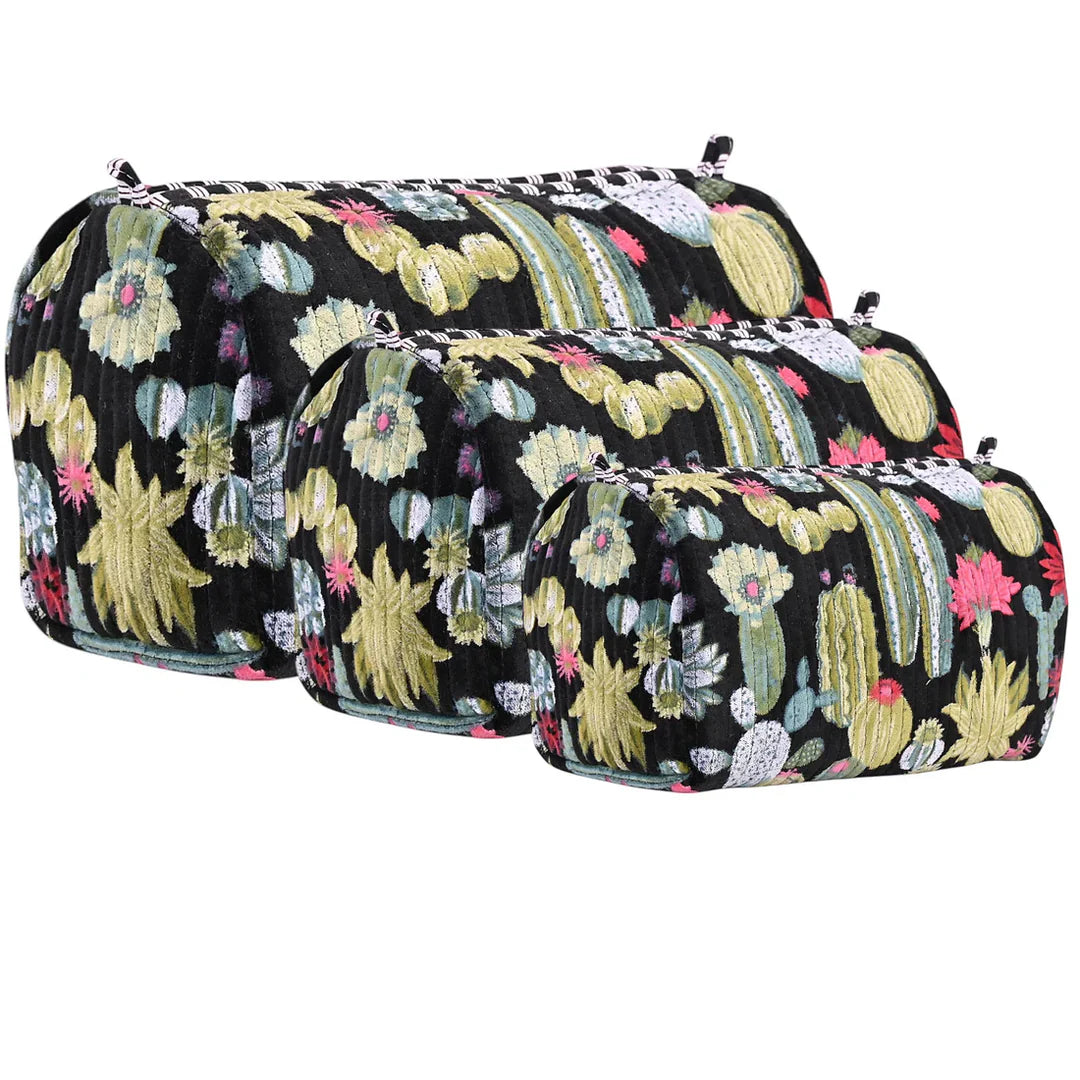 Cactus Velvet 3 Piece Set - Black