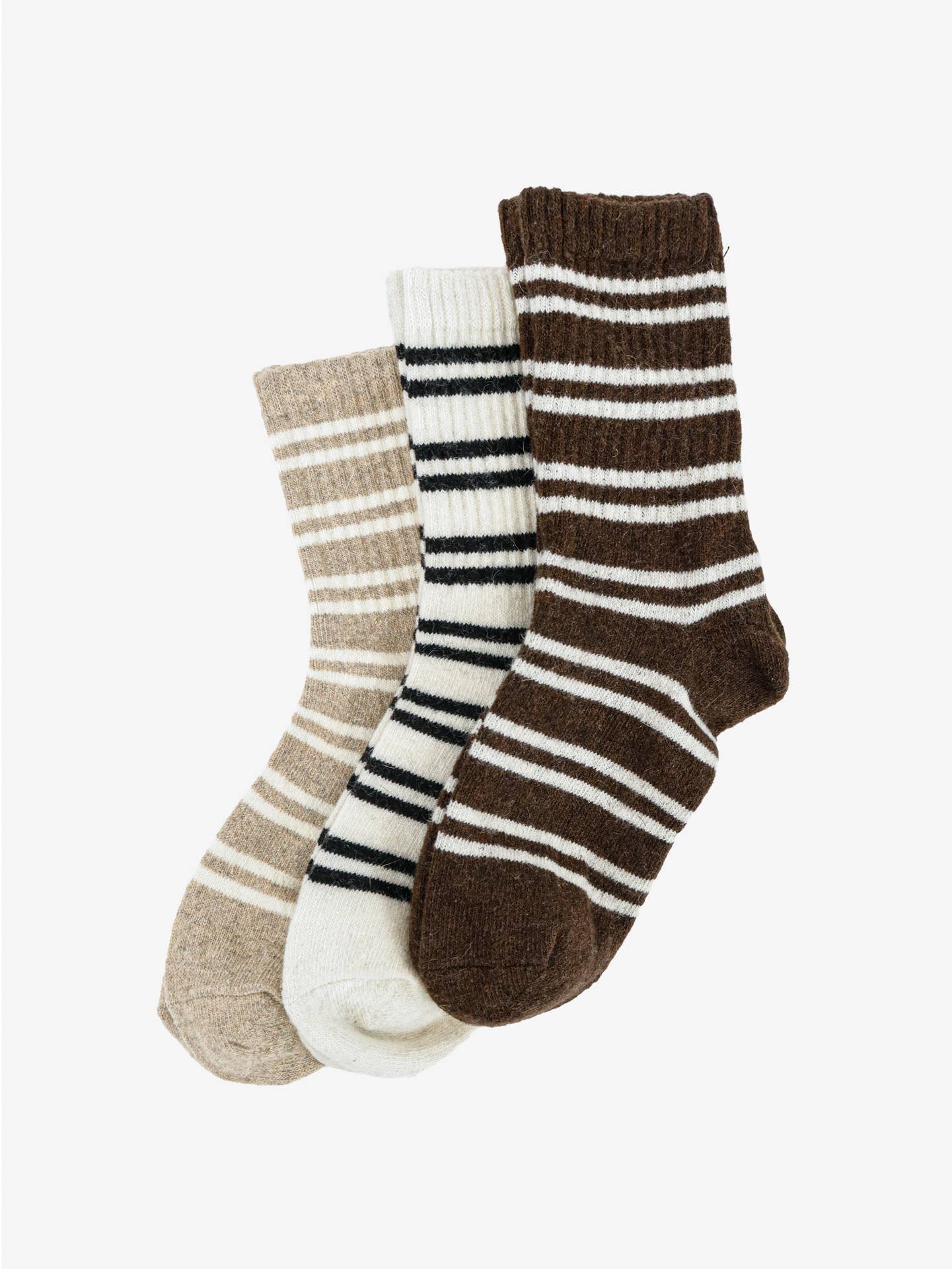 Latte Striped Ribbed Socks: BROWN