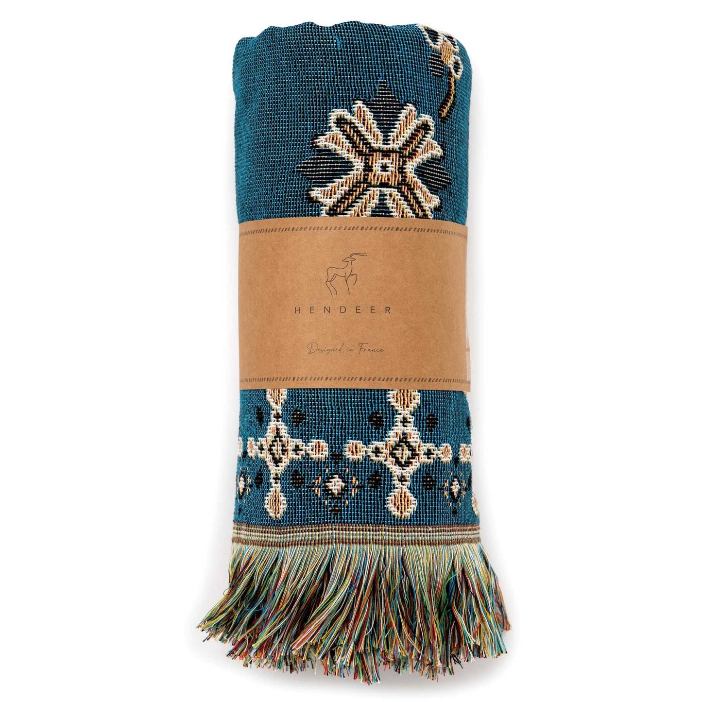 HENDEER - 'Let It Be' Woven Picnic Rug/Throw: Regular 130x160cm