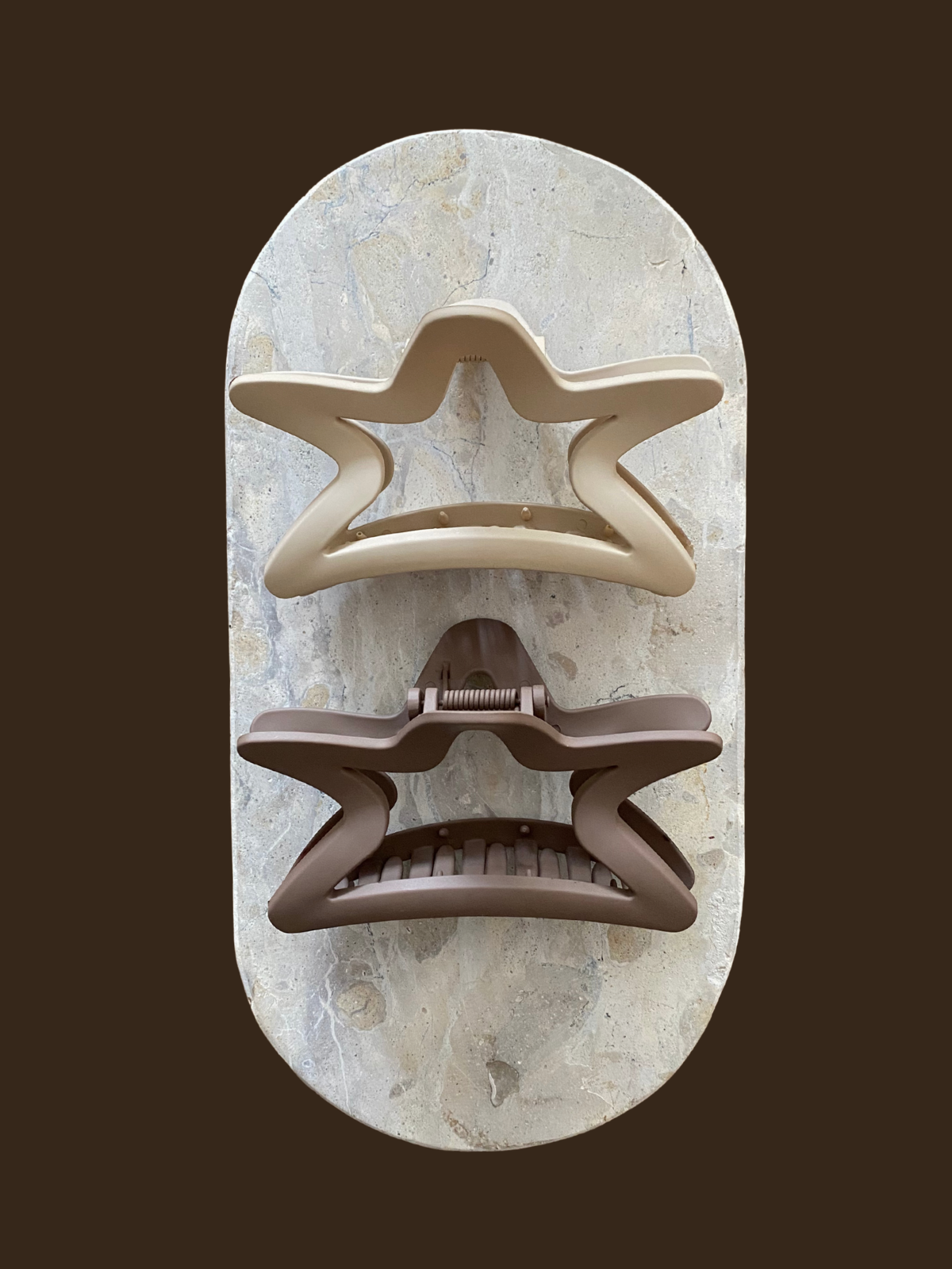 Matte Star Hair Claw Clips (2col): Brown