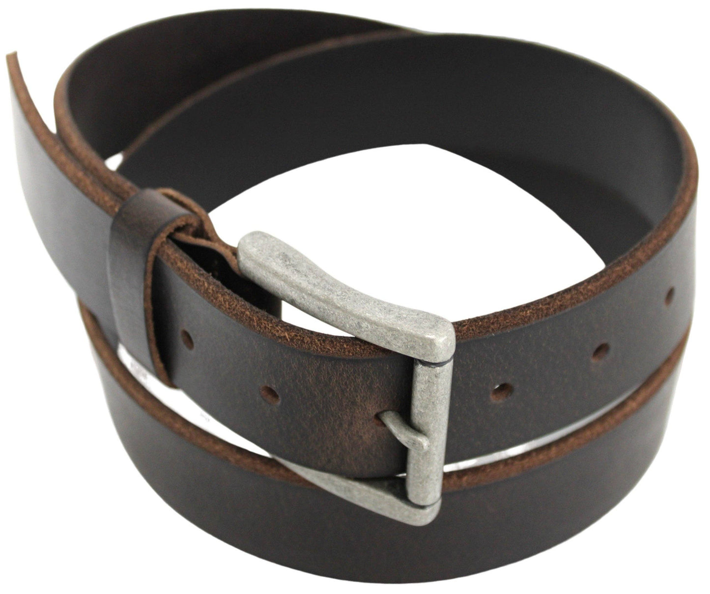 Full Grain Leather Classic Bevelled Edge Belt - Brown.: 32 inch