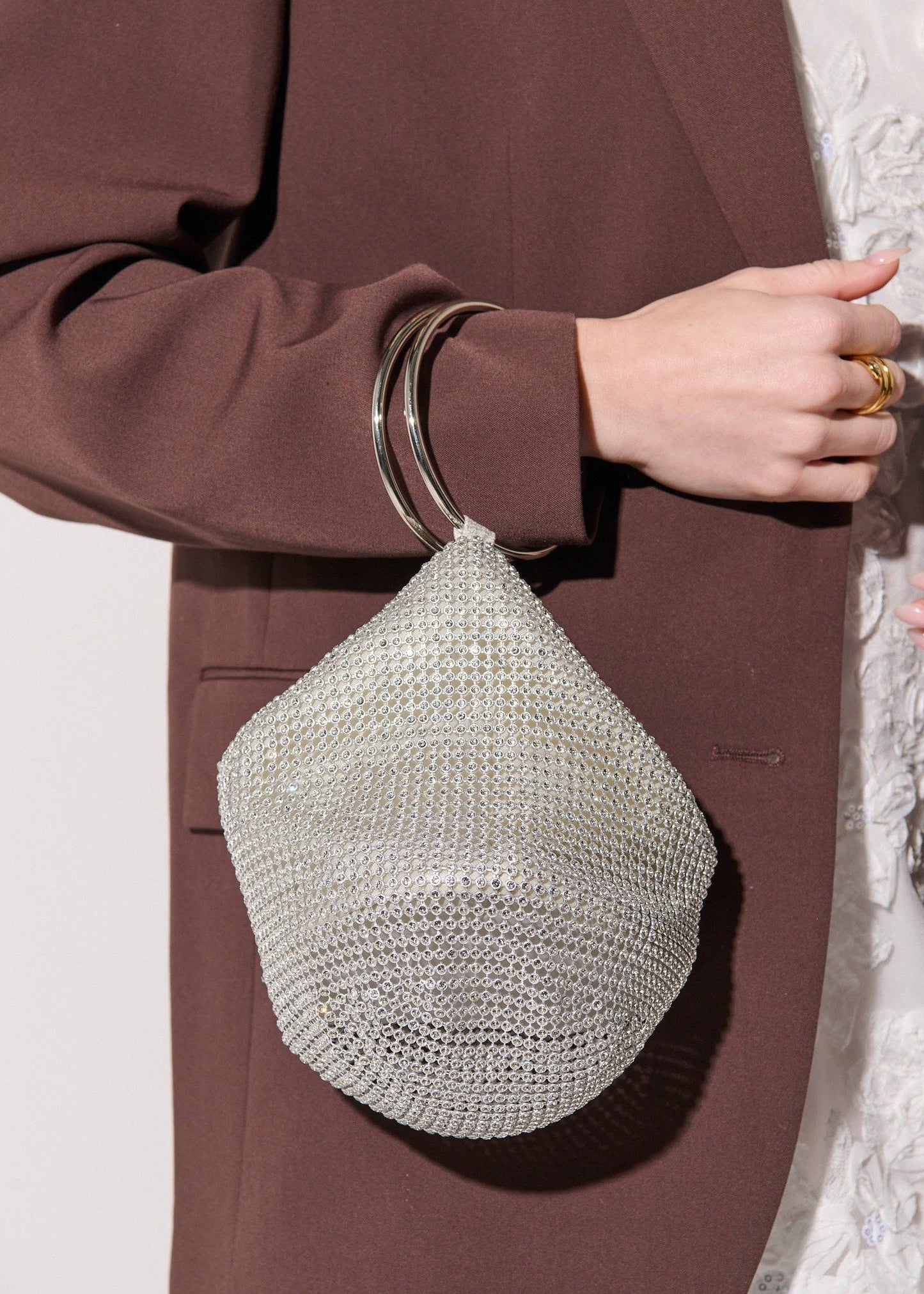 Angels Whisper Accessories - Jada Glomesh Evening Bag in Silver