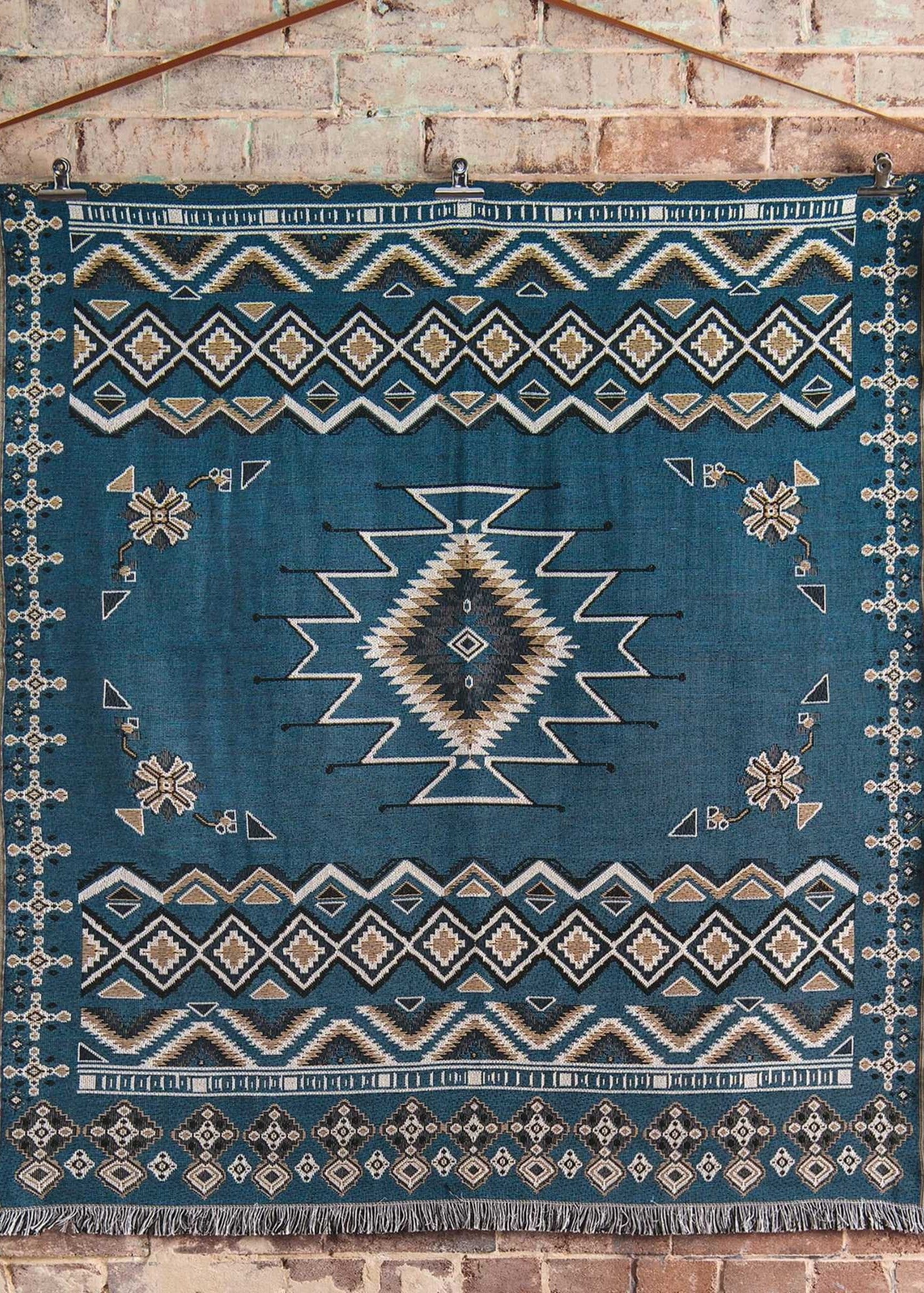 HENDEER - 'Let It Be' Woven Picnic Rug/Throw: Regular 130x160cm