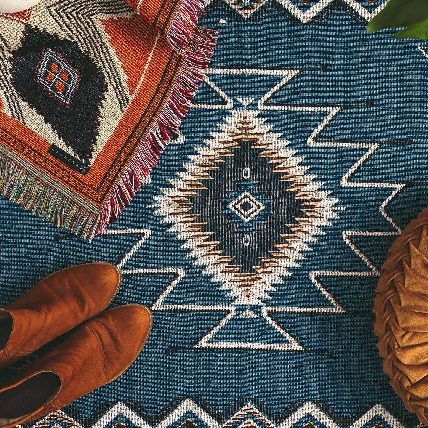 HENDEER - 'Let It Be' Woven Picnic Rug/Throw: Regular 130x160cm