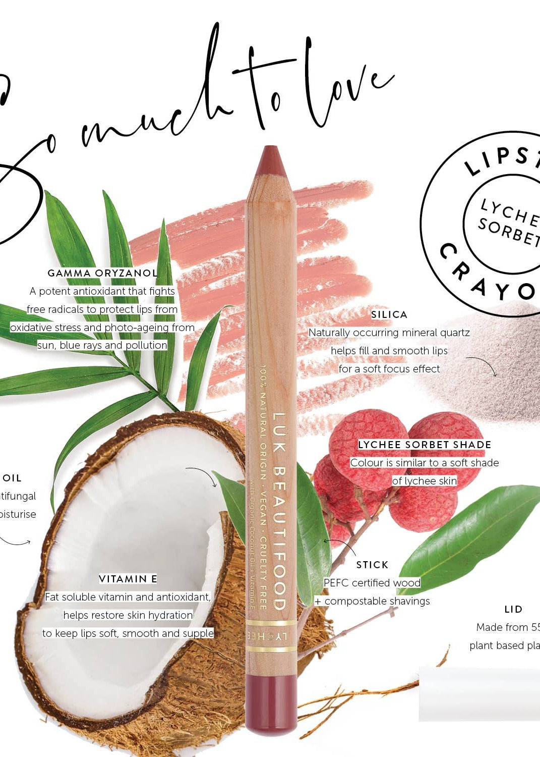 Luk Beautifood - Eco-luxe Lipstick Crayon in Lychee Sorbet