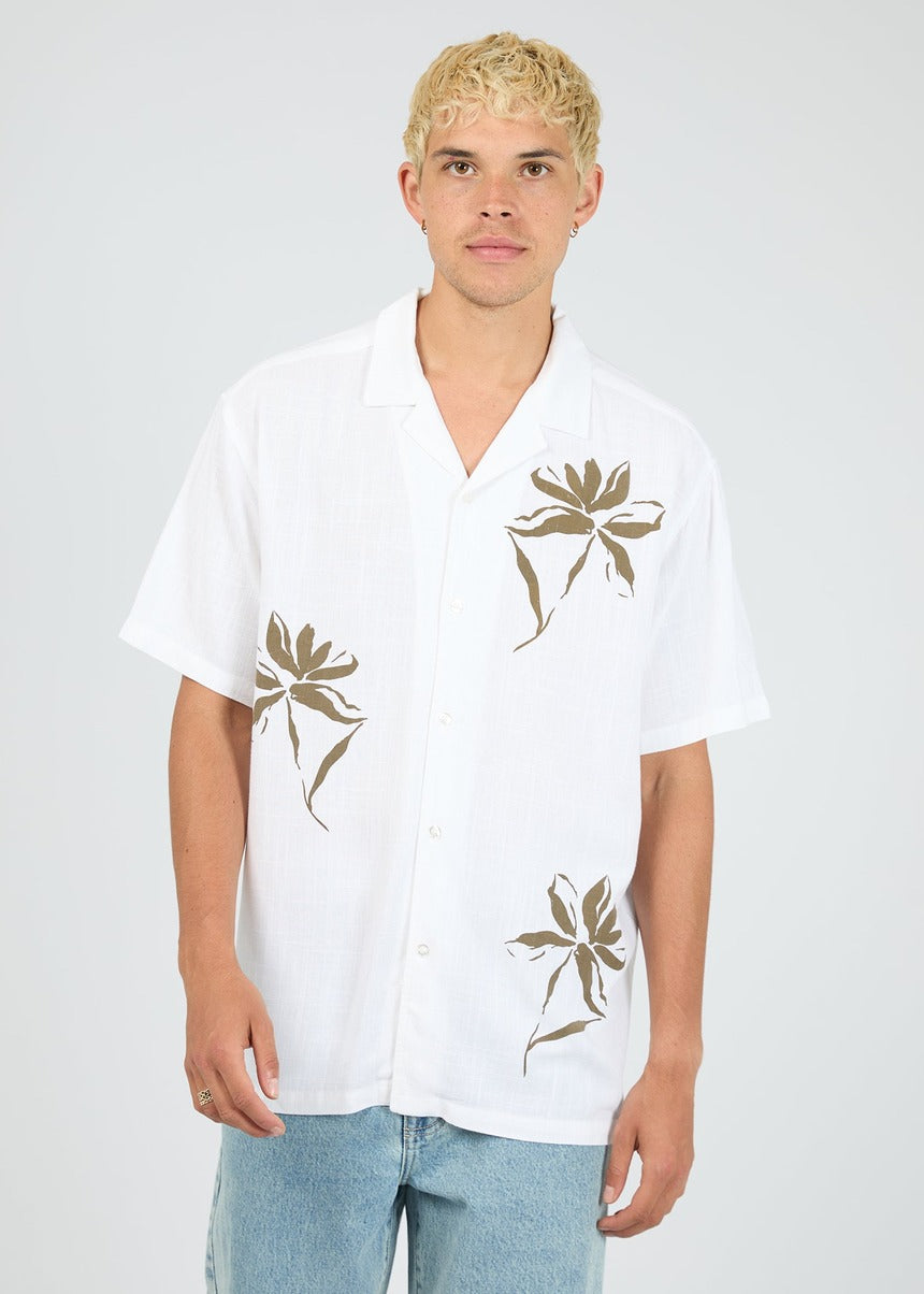 Tropez SS Shirt in White by Silent Theory, front view on model