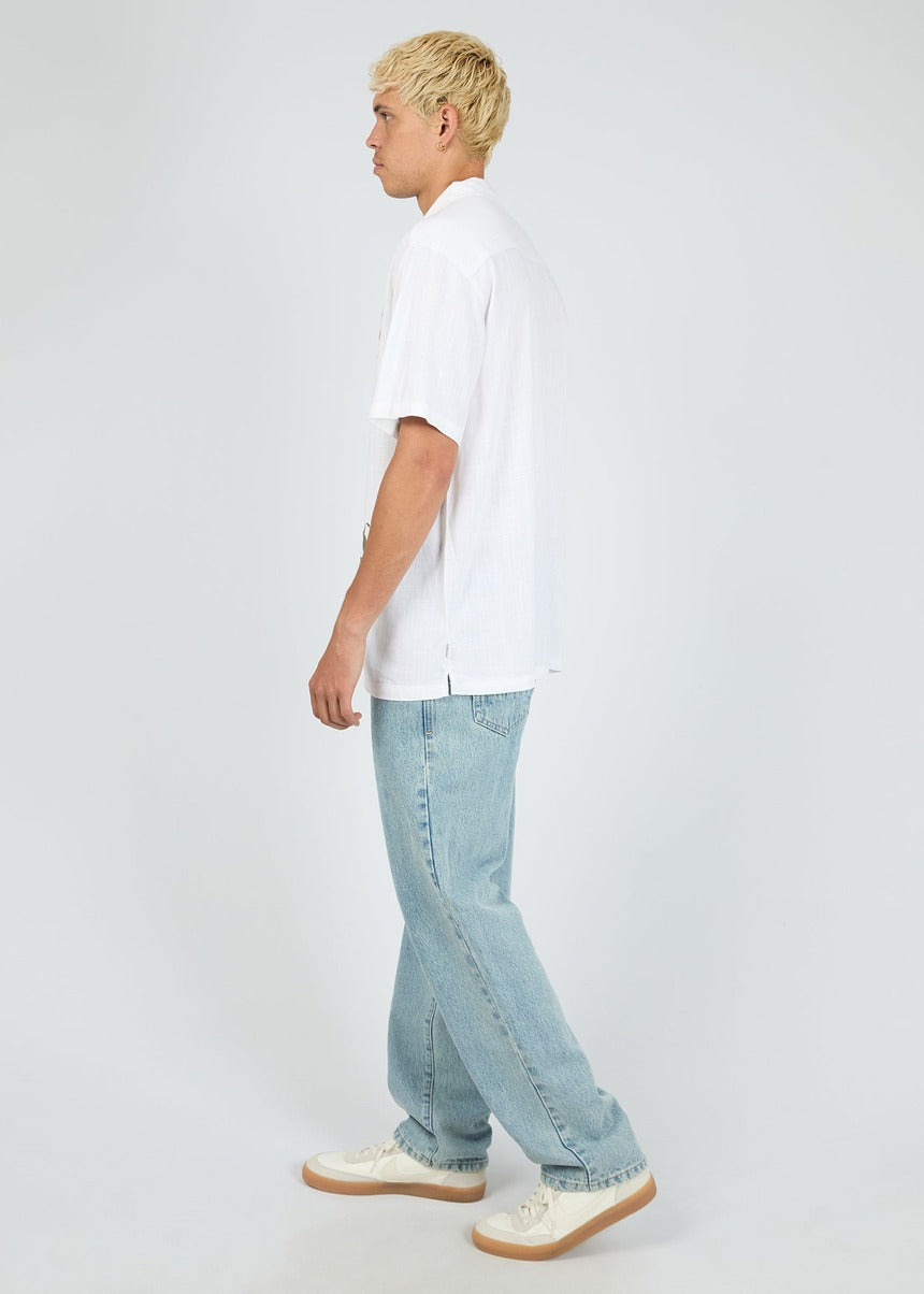 Tropez SS Shirt in White by Silent Theory, side profile
