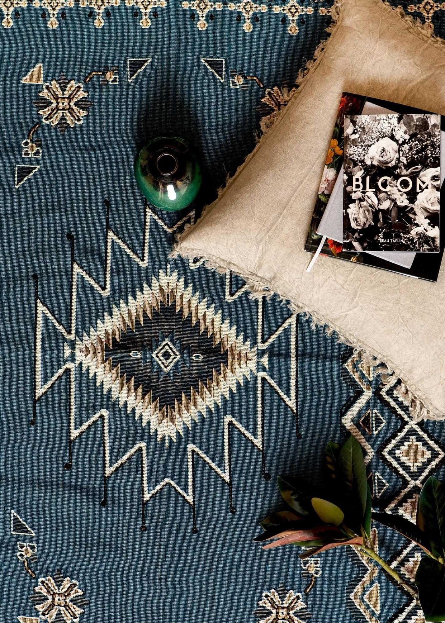 HENDEER - 'Let It Be' Woven Picnic Rug/Throw: Regular 130x160cm