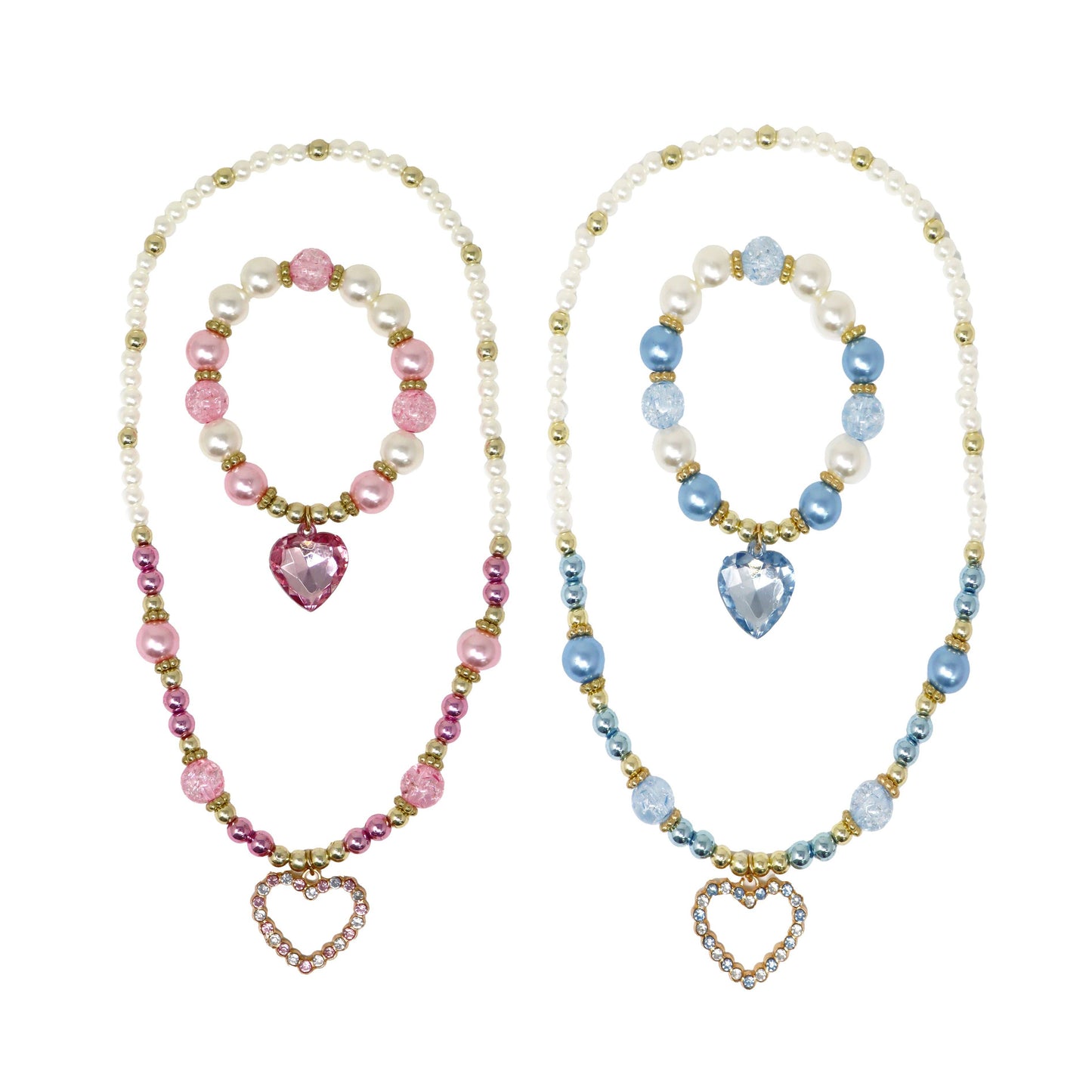 Pink Poppy - Dance Pearl Heart Necklace and Bracelet Set