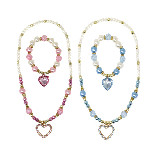 Pink Poppy - Dance Pearl Heart Necklace and Bracelet Set
