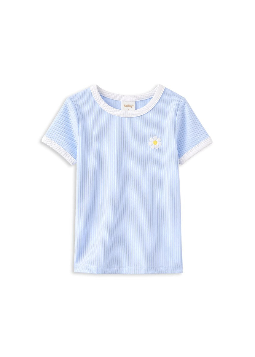 Ice Blue Rib Tee - Ice Blue