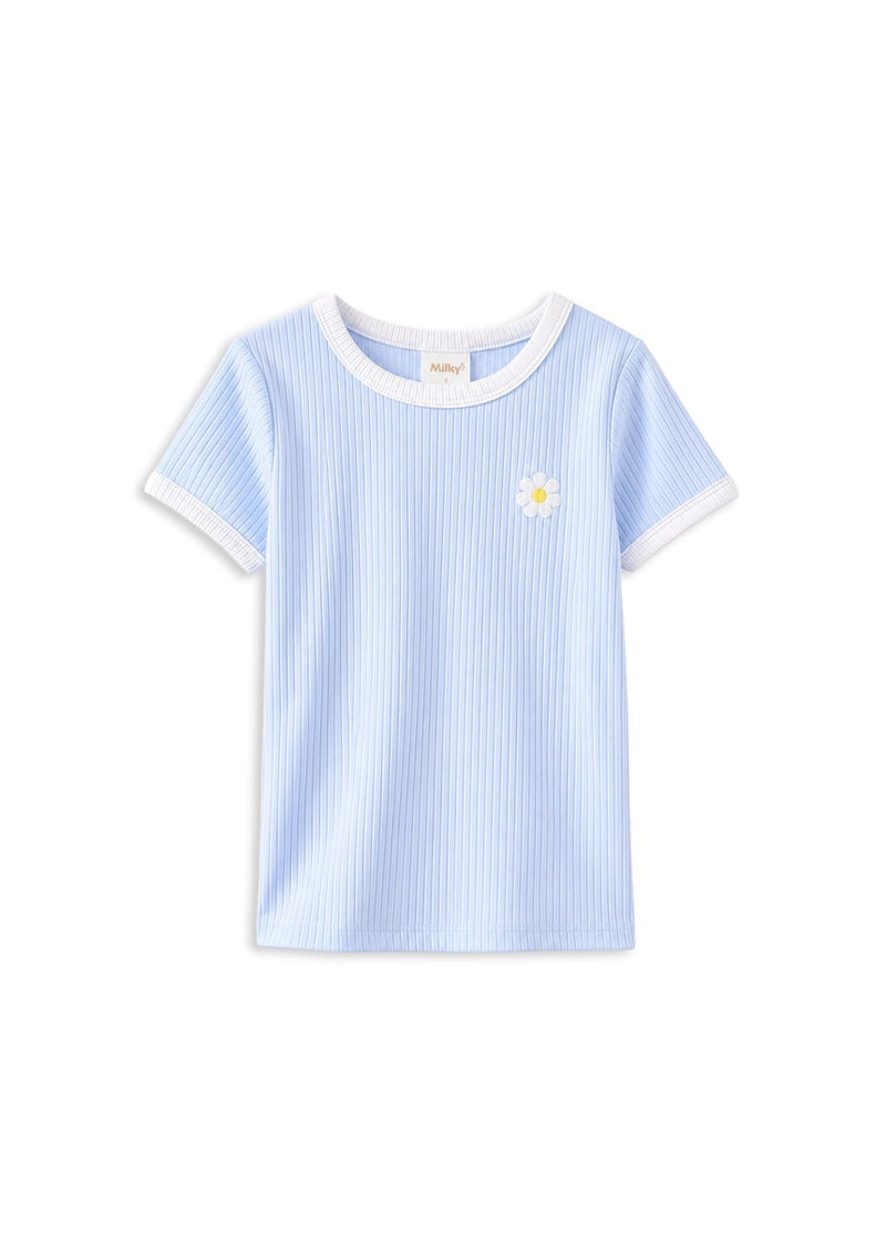 Ice Blue Rib Tee - Ice Blue