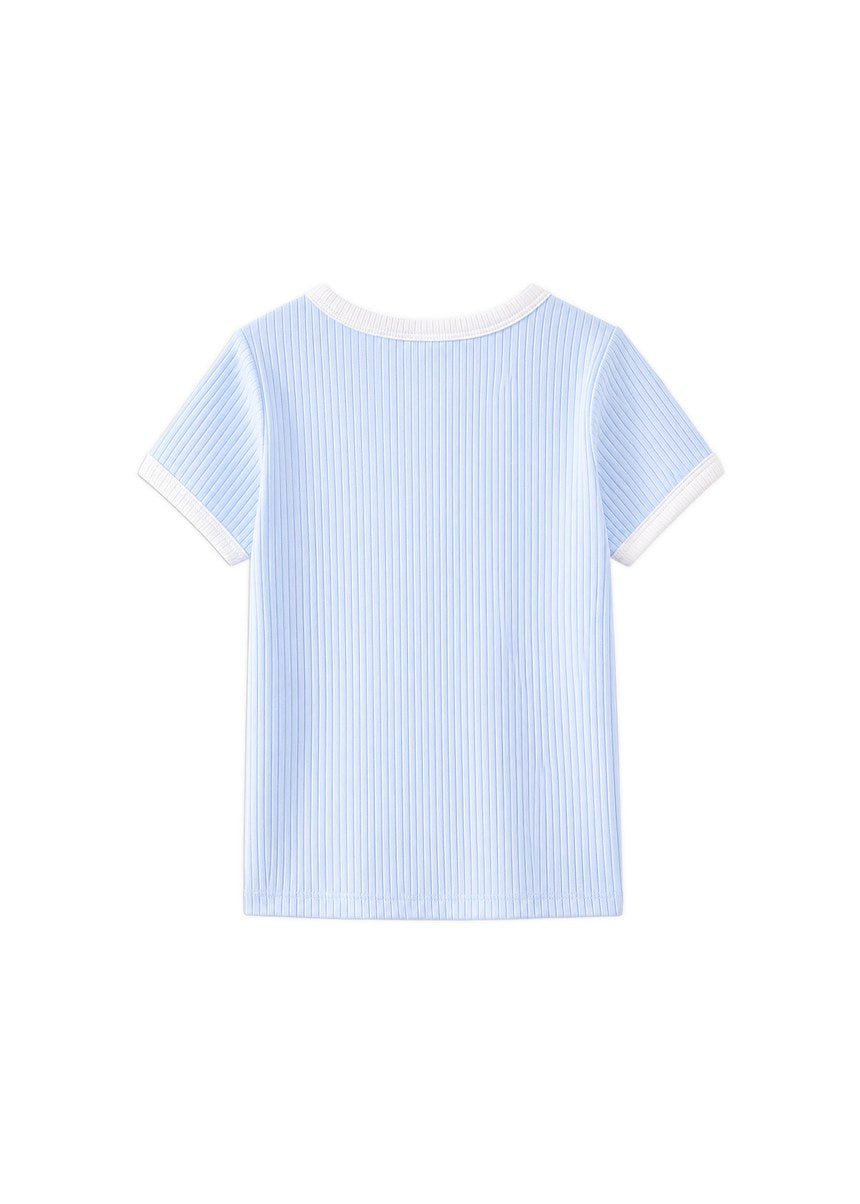 Ice Blue Rib Tee - Ice Blue