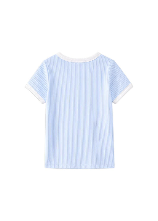 Ice Blue Rib Tee - Ice Blue