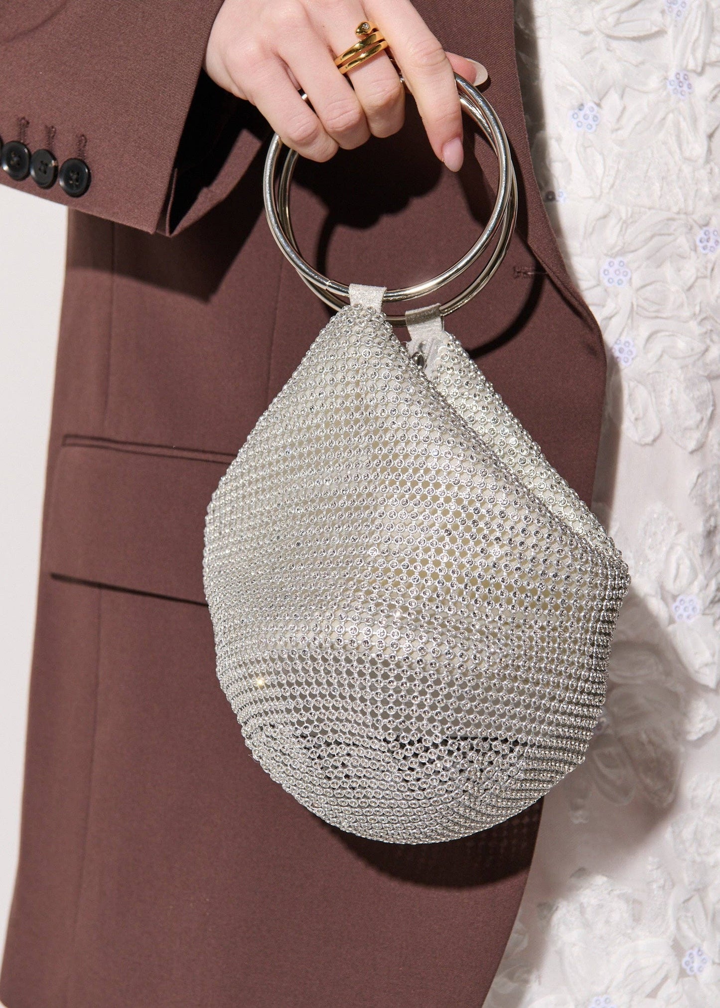 Angels Whisper Accessories - Jada Glomesh Evening Bag in Silver