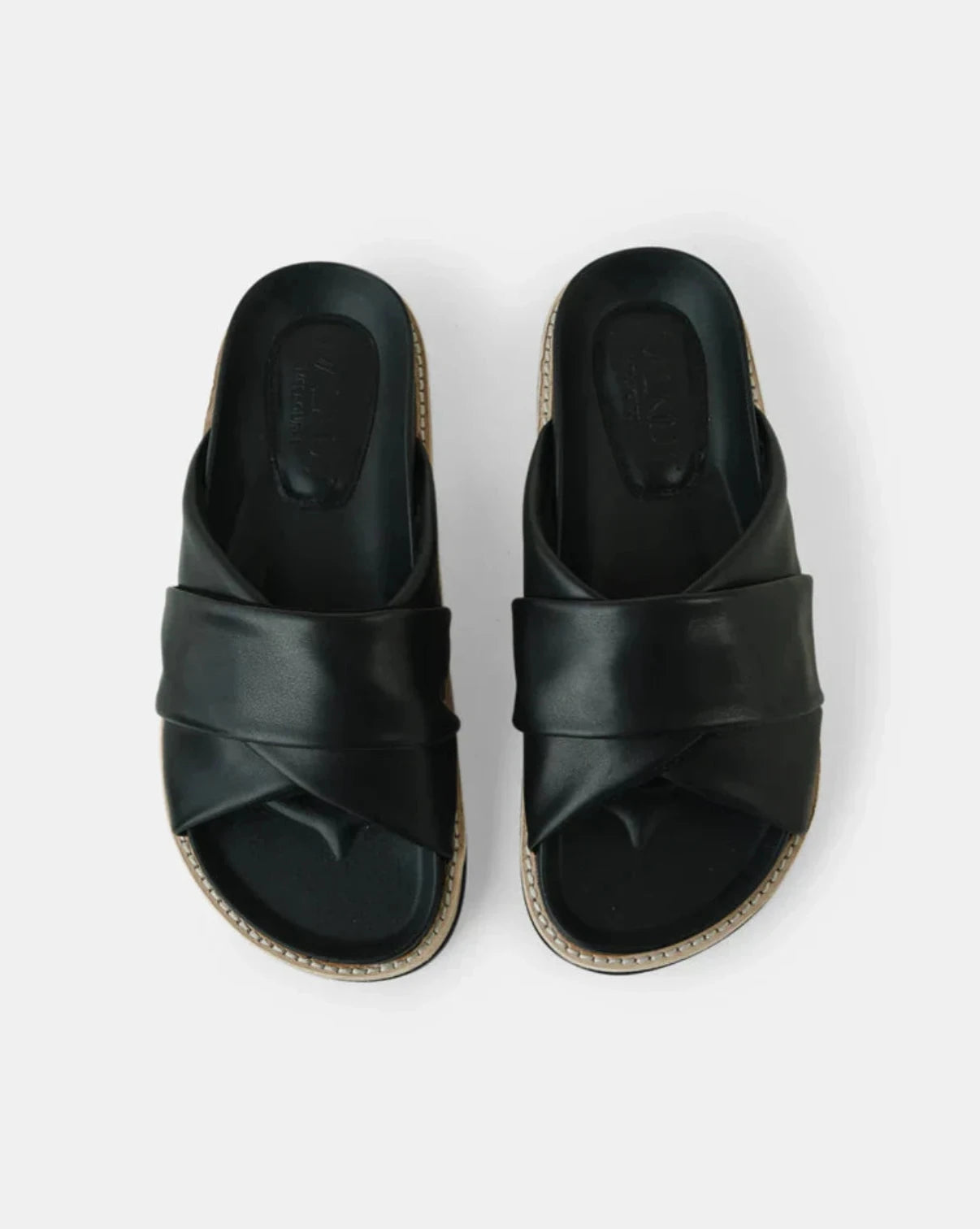 Petra Leather Slide - Black