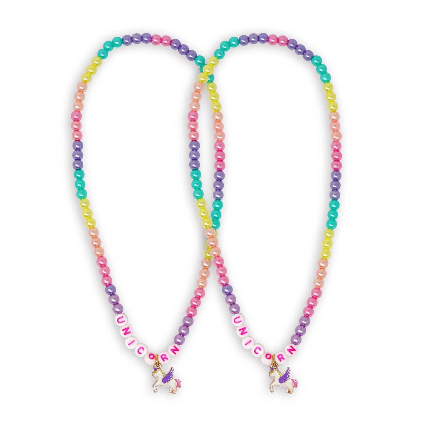 Pink Poppy - BFF Unicorn Rainbow Pearl Necklace Set - (Pack Size: 6)