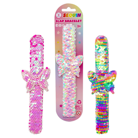 Pink Poppy - Butterfly Sequin Slap Bracelet - (Pack Size: 3)