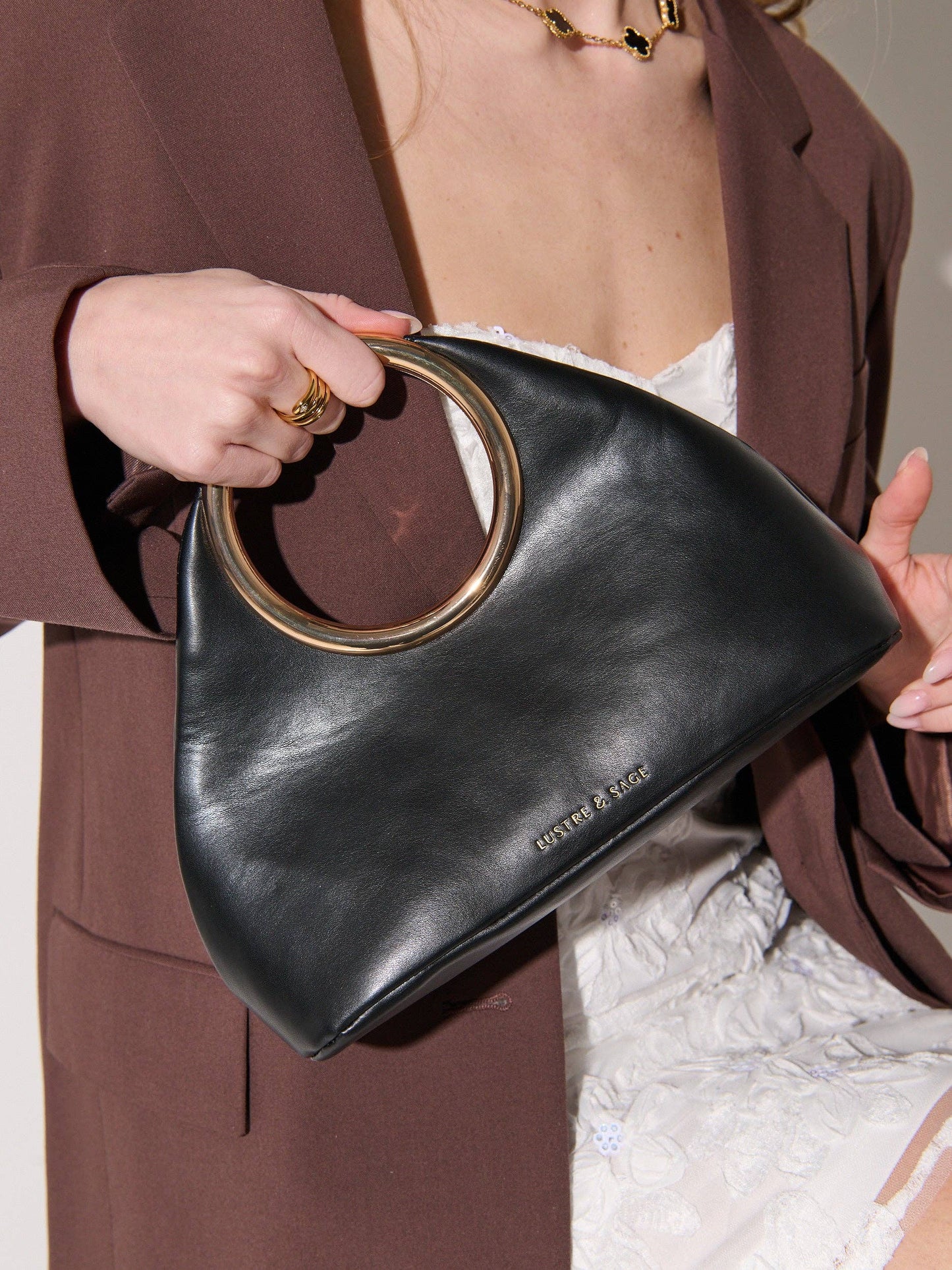 Angels Whisper Accessories - Hailey Statement Handle Bag in Black