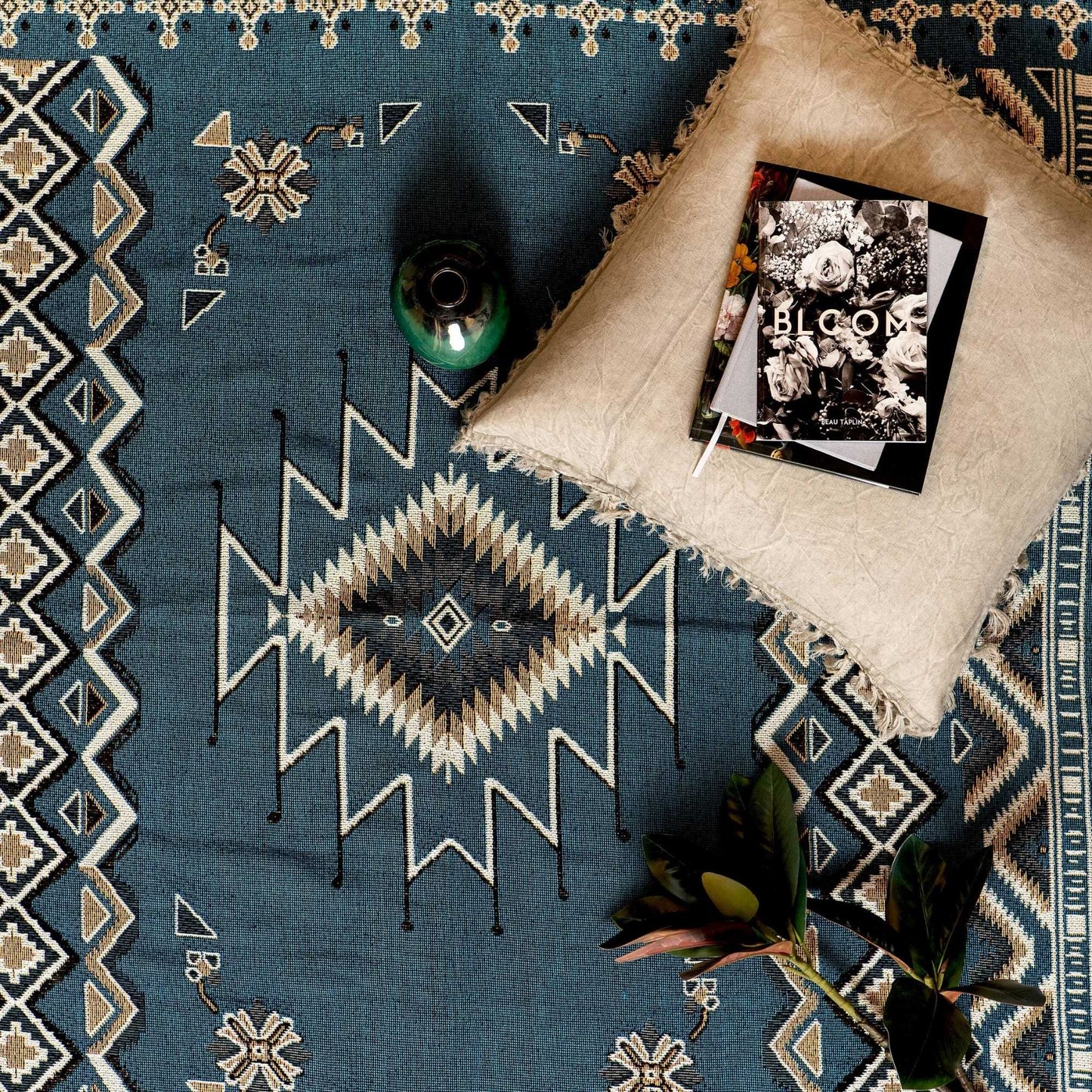 HENDEER - 'Let It Be' Woven Picnic Rug/Throw: Regular 130x160cm